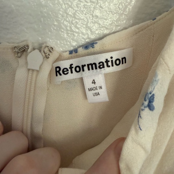 Reformation Cream and Blue Valencio Dress - Picture 2 of 3